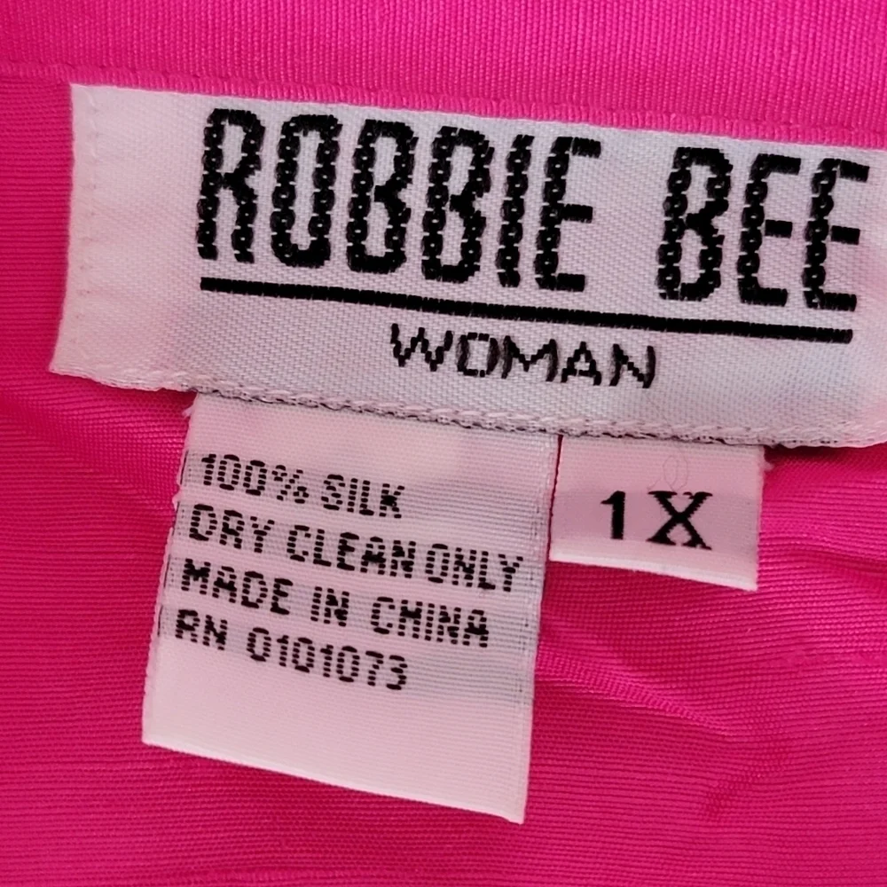 90s Robbie Bee Woman Button Down Silk Blouse size 1X Pink